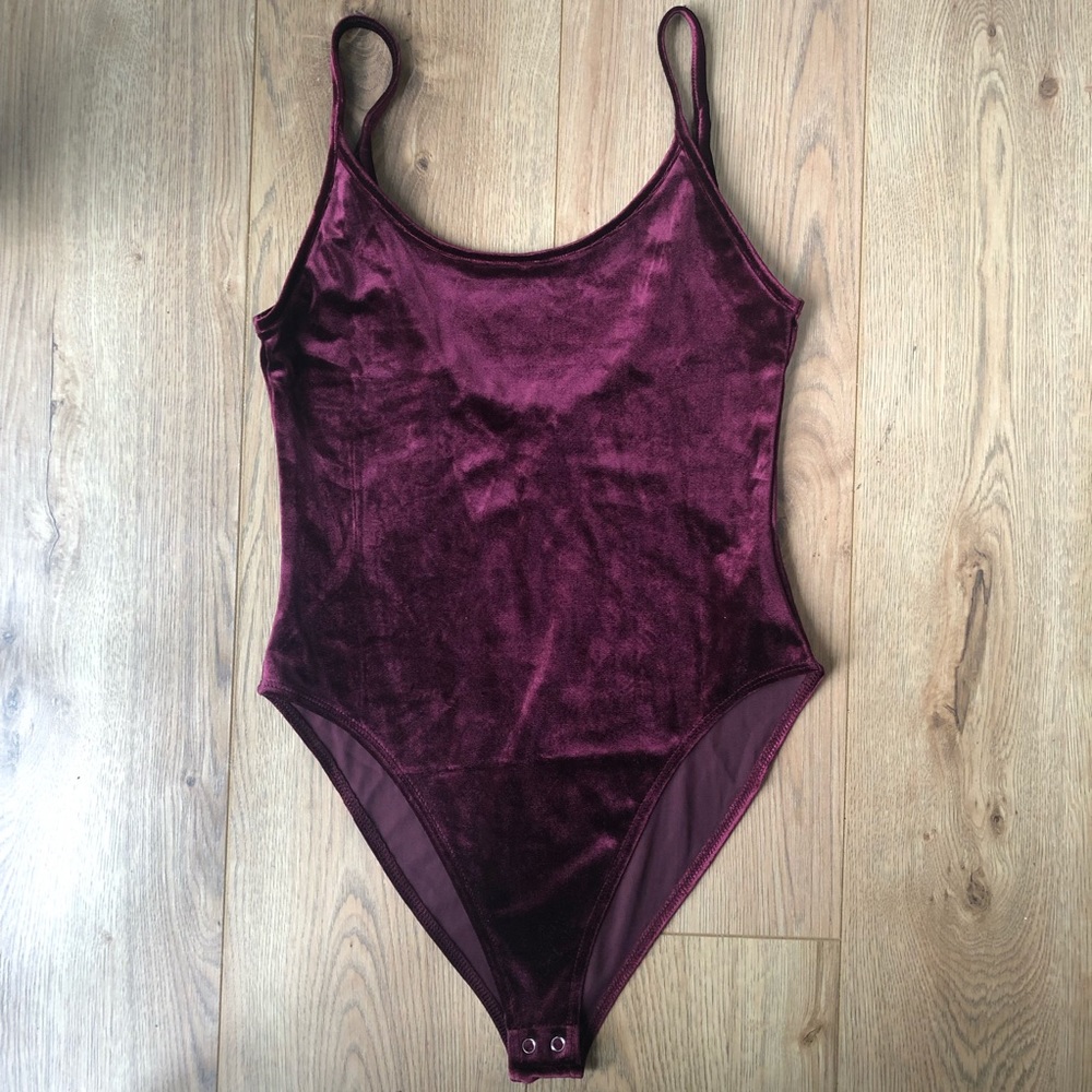 Maroon Velvet Bodysuit